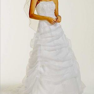 Organza Draped Wedding Dress with Beaded Lace
